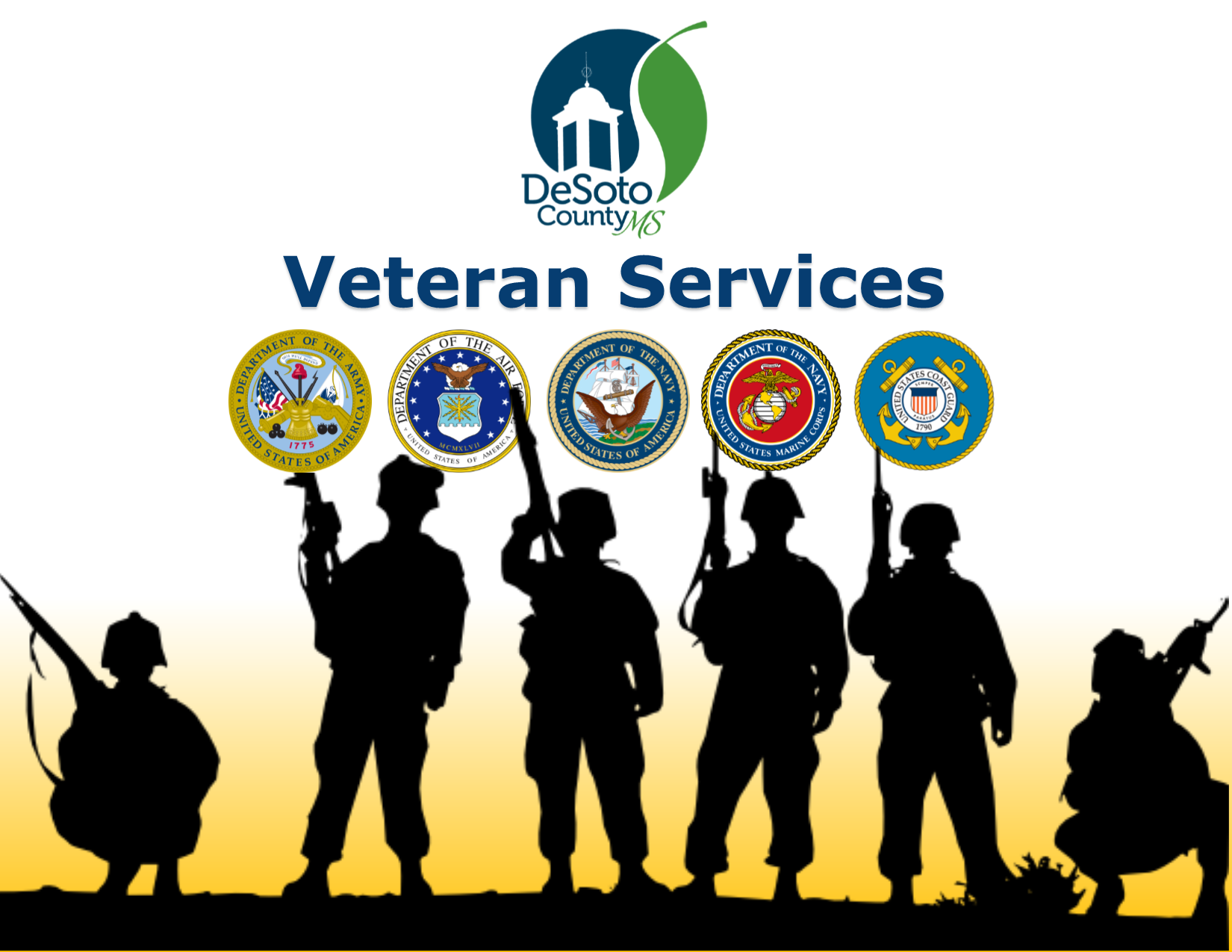 DeSoto County Veteran Services - Military Seals - Military Figures in Silhouette