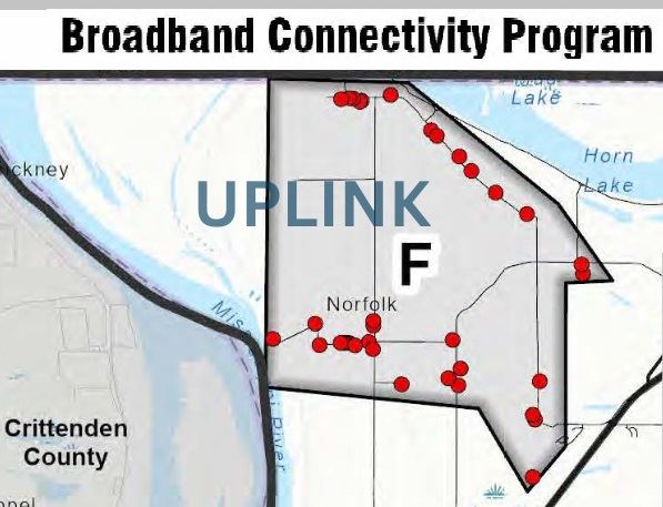 Map shows the addresses in Area F that do not have access to Broadband